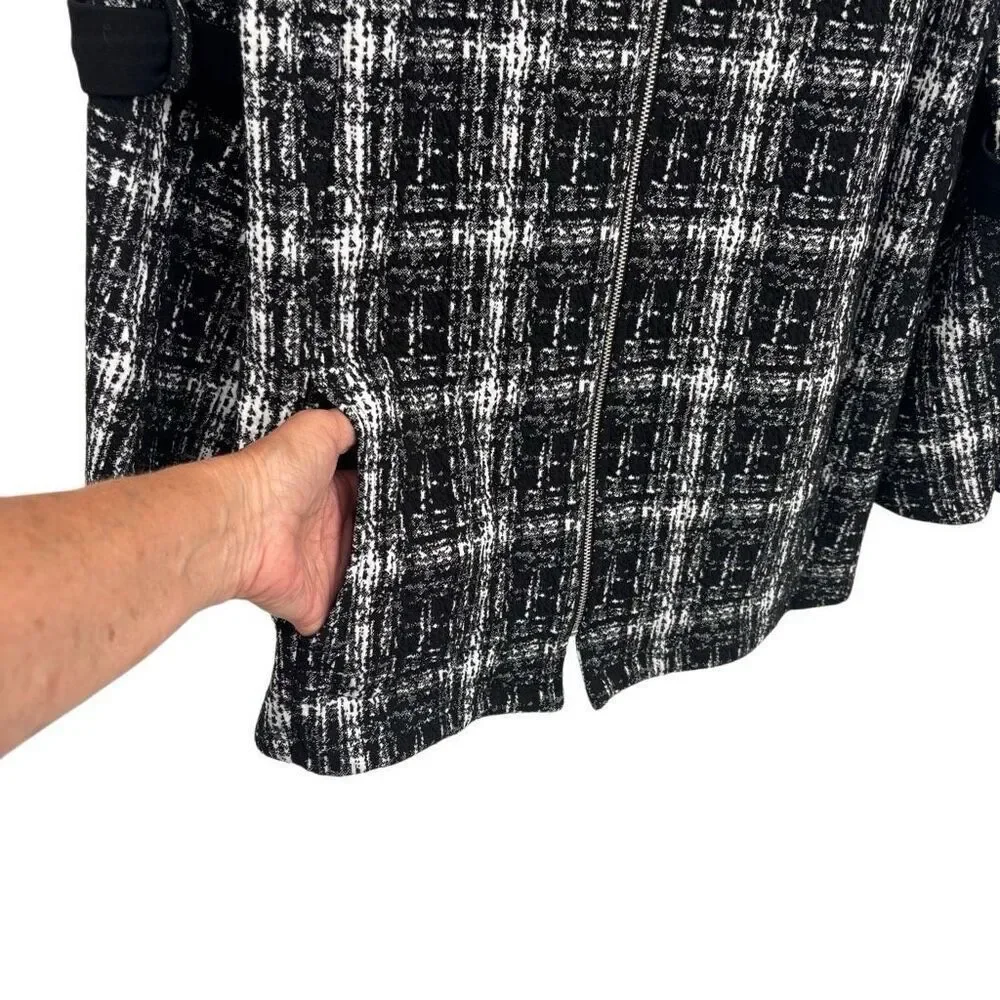 Pure Essence Full Zip‎ Tweed Jacket Coat Black/White Size Medium